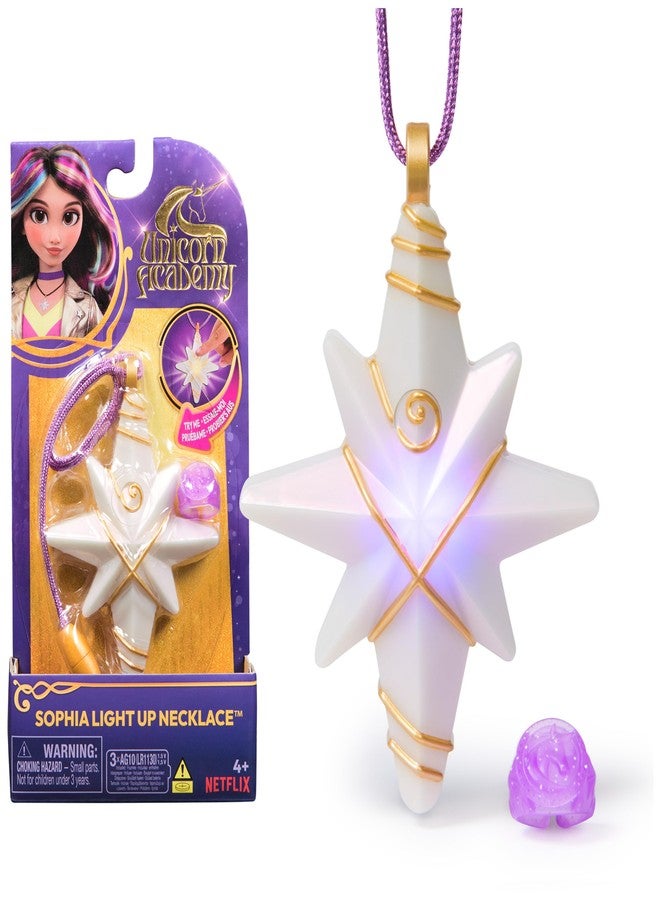 Unicorn Academy أكاديمية يونيكورن، قلادة صوفيا المضيئة وخاتمها اللامع للعب التخيلي والتنكر، دمى وألعاب يونيكورن للبنات من عمر 4 سنوات فما فوق - Image 1