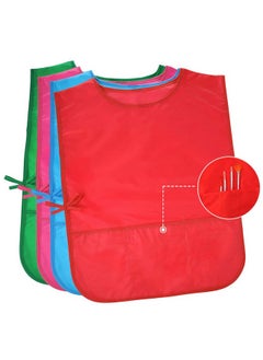 Pllieay 4Pcs 4 Colors Water Resistant Kids Art Smocks With 3 Pockets Middle Size Children Artist Painting Aprons For Classroom Kitchen Community Event Crafts & Art Painting Activity 510 Years  - Image 3