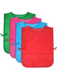 Pllieay 4Pcs 4 Colors Water Resistant Kids Art Smocks With 3 Pockets Middle Size Children Artist Painting Aprons For Classroom Kitchen Community Event Crafts & Art Painting Activity 510 Years  - Image 2