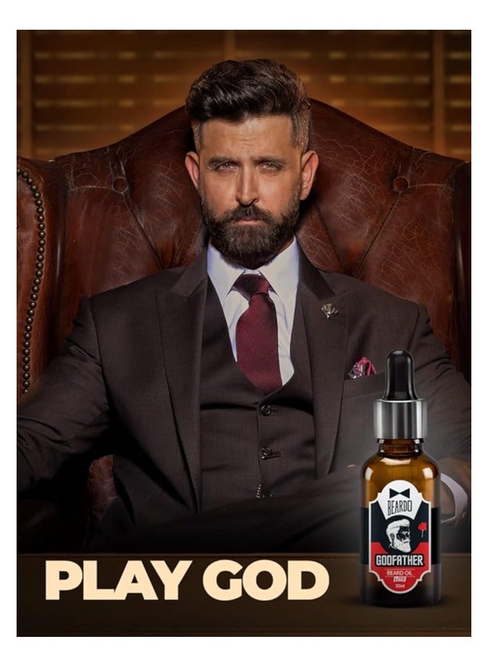 BEARDO Beardo Godfather Lite Beard and Moustache Oil, 30 ml | Beard Oil for men | Non-Sticky, Light; Almond Oil, Aloe vera, Vitamin E, Shiny Nourished Beards - Image 2
