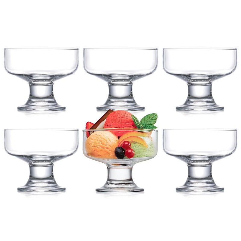 Kingrol 6 Pack Glass Dessert Bowls 65 oz Crystal Glass Bowls for Ice Cream Fruit Pudding Snack Cereal Nuts Premium Glass Serving Dishes Mini Trifle Bowl - Image 1