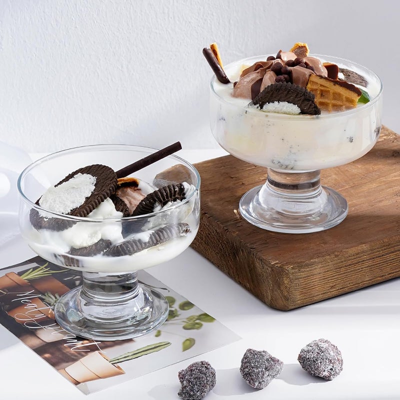 Kingrol 6 Pack Glass Dessert Bowls 65 oz Crystal Glass Bowls for Ice Cream Fruit Pudding Snack Cereal Nuts Premium Glass Serving Dishes Mini Trifle Bowl - Image 3