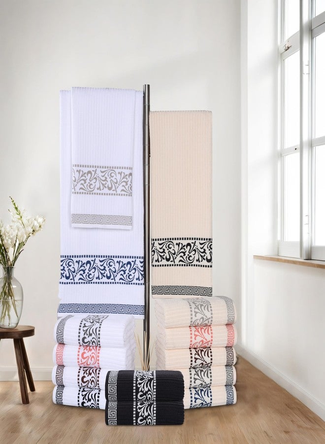 Superior 6-Piece Cotton Towel Set, Decorative Greek Pattern, Home Essentials, Absorbent Towels, Bathroom Decor, Spa, Resort, Includes 2 Hand, 2 Face and 2 Bath Towels, Athens Collection, Chocolate - Image 2