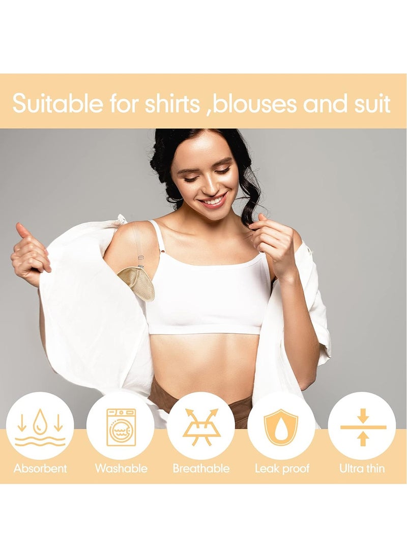 4 Pairs Underarm Sweat Guard Pads Soft Fabric Armpit Sweat Pads with Shoulder Strap Reusable and Washable Sweat Absorbing Guards Breathable Sweat Protectors Shield for Men and Women