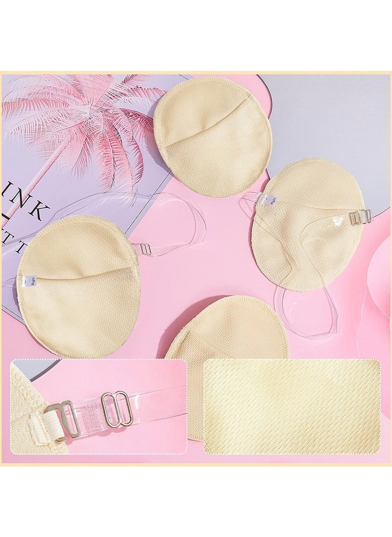 4 Pairs Underarm Sweat Guard Pads Soft Fabric Armpit Sweat Pads with Shoulder Strap Reusable and Washable Sweat Absorbing Guards Breathable Sweat Protectors Shield for Men and Women