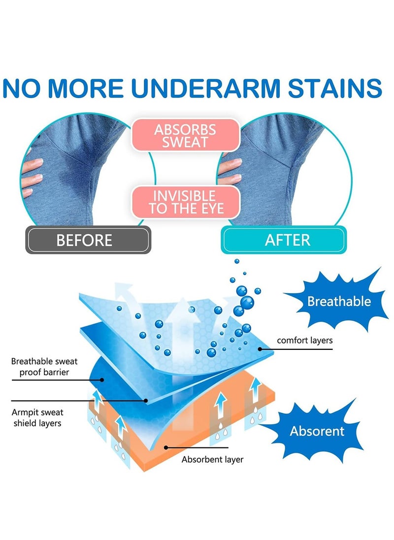 4 Pairs Underarm Sweat Guard Pads Soft Fabric Armpit Sweat Pads with Shoulder Strap Reusable and Washable Sweat Absorbing Guards Breathable Sweat Protectors Shield for Men and Women