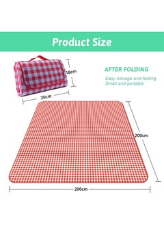 Jourvent Extra Large Picnic Outdoor Blanket, 200*200cm Waterproof Foldable Blankets Gingham Picnic Mat for Beach, Camping Grass Lawn Park Accessories Cute Couple Gifts(4-8) People  - Image 3
