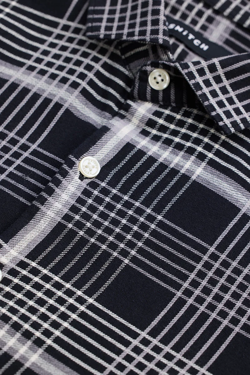 SNITCH Black Checks Slim Fit Shirt