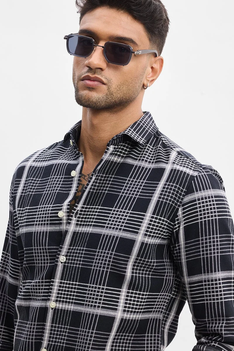 SNITCH Black Checks Slim Fit Shirt