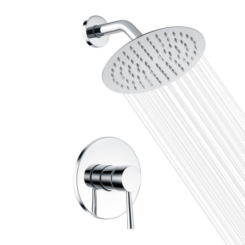 SUMERAIN Bathroom Shower Faucet with Valve, 8 Inch Rain Shower Head and Faucet Set Single Handle, Chrome Finish - Image 1