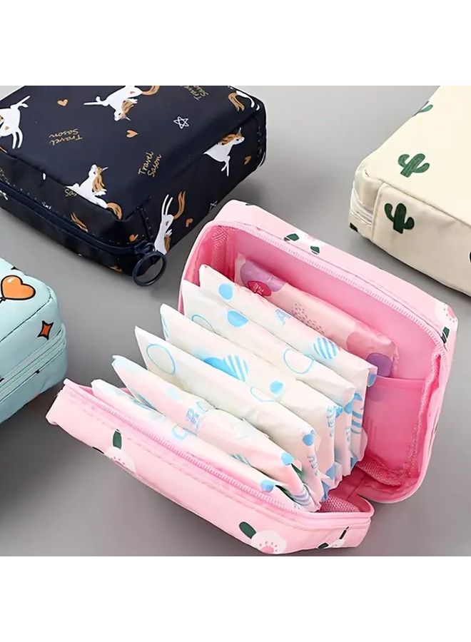 Lemon Color 8 Pattern Creative Minimalist Sanitary Pad Organizer Multi Purpose Travel Makeup Bag - Image 2