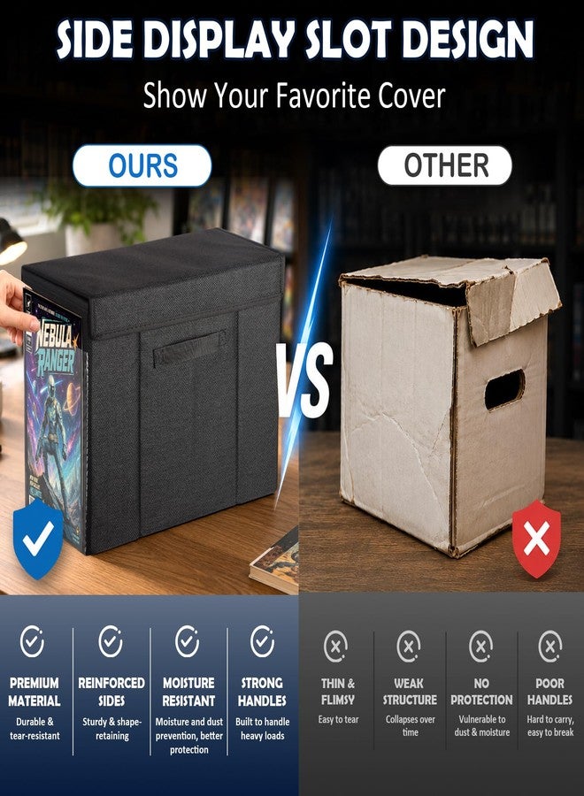 KKU Comic Book Storage Box, Collapsible Short Box with Lid, 1 Pack - Image 3