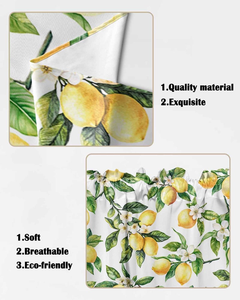 Litter Star Summer Lemon Swag Valance Curtains Watercolor Plant Fruit Art Rod Pocket Kitchen Curtain,Flower Leaf Scalloped Window Treatment Valances Swag Curtains for Living Room,36x36in - Image 4