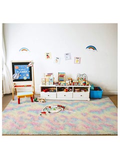 WangPangZi Tie-Dye Fuzzy Area Rug, Soft Fluffy Plush Carpet for Living Room, Bedroom, Kids Room, Teen Dorm, Playroom, Non-Slip, Colorful Gradient Design  - Image 4