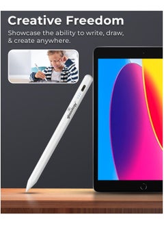 glassology Universal stylus pen for touch screens, compatible for iOS and Android devices, iPad iPhone laptop Samsung phones and tablets, for Drawing and Handwriting (White)  - Image 3