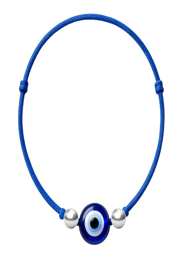 DARSHRAJ 925 Sterling Silver Blue Thread Anklet for Women & Girls | Handmade Payal with Evil Eye Charm & 2 Silver Ball - Image 1
