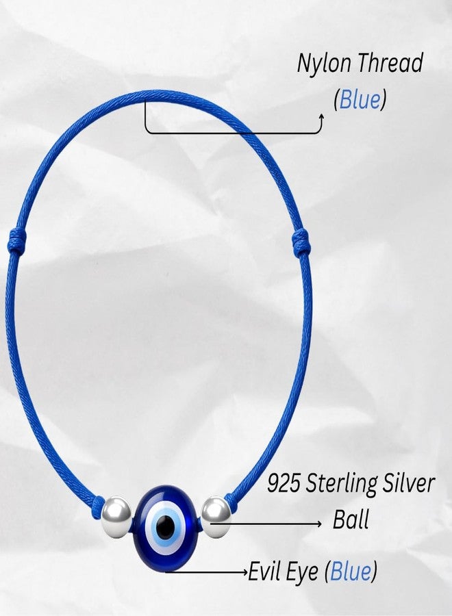 DARSHRAJ 925 Sterling Silver Blue Thread Anklet for Women & Girls | Handmade Payal with Evil Eye Charm & 2 Silver Ball - Image 3