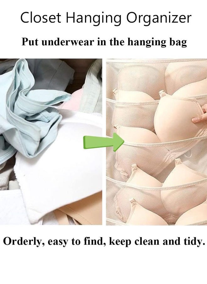 DUNISO Dual Sided Wall Closet Hanging Organizer Storage with Mesh Pockets for Underwear Bra Underpants Socks (Gray 18+18 Pockets)  - Image 4