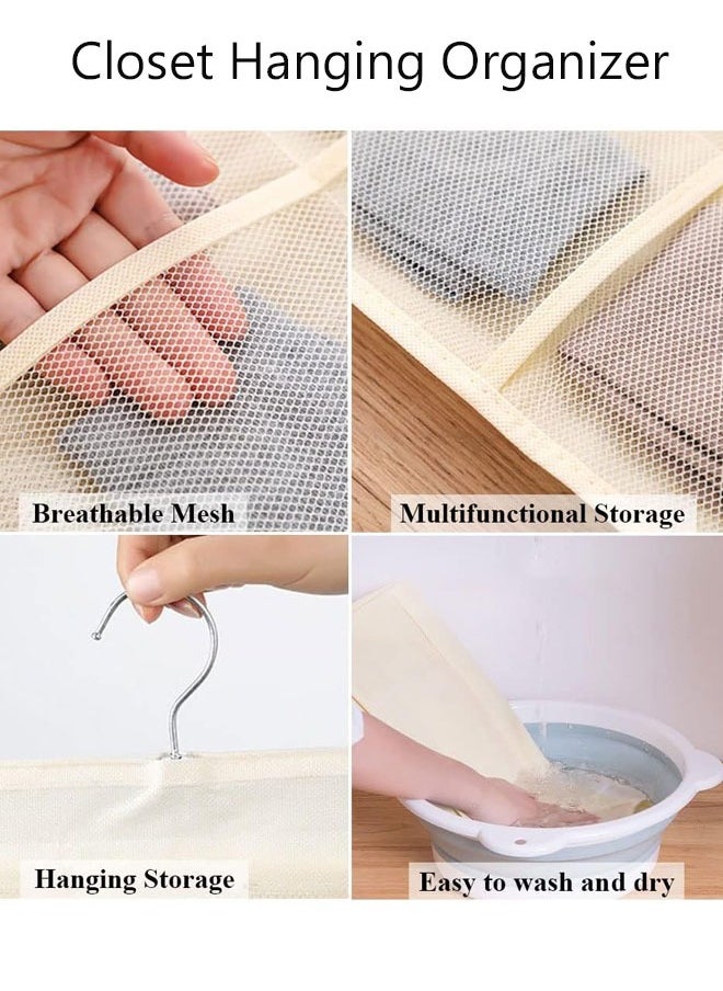 DUNISO Dual Sided Wall Closet Hanging Organizer Storage with Mesh Pockets for Underwear Bra Underpants Socks (Gray 18+18 Pockets)  - Image 5