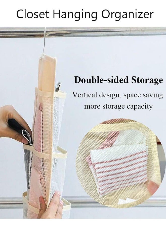 DUNISO Dual Sided Wall Closet Hanging Organizer Storage with Mesh Pockets for Underwear Bra Underpants Socks (Gray 18+18 Pockets)  - Image 3