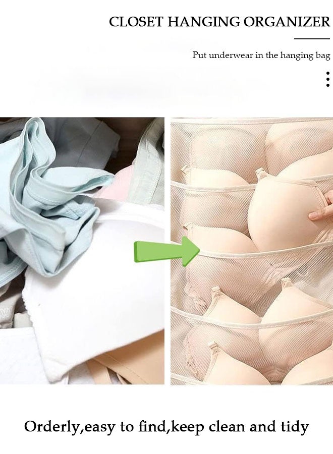 DUNISO خزانة حائط مزدوجة الجوانب للتخزين مع جيوب شبكية للملابس الداخلية وحمالة الصدر والجوارب (رمادي 18+18 جيبًا) - Image 5