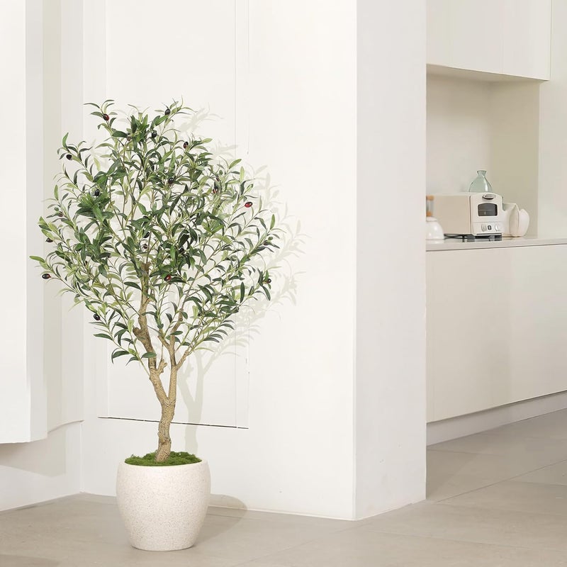 LYERSE Repeated use resistant selected material 4ft Olive Tree - Olive Trees Artificial Indoor - Faux Olive Tree 4ft with Large Olive Branches and Lifelike Fruits - Fake Olive Tree for Modern Home Office House Living Room Decor Cost saving design picks - Image 4