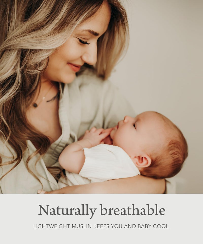 Kishu Baby Indi by Kishu Baby Fairtrade Certified Organic Muslin Nursing Cover Up for Breastfeeding, Breathable Shawl, Scarf, Privacy Nursing Cover for Breastfeeding Moms (Sage) - Image 4