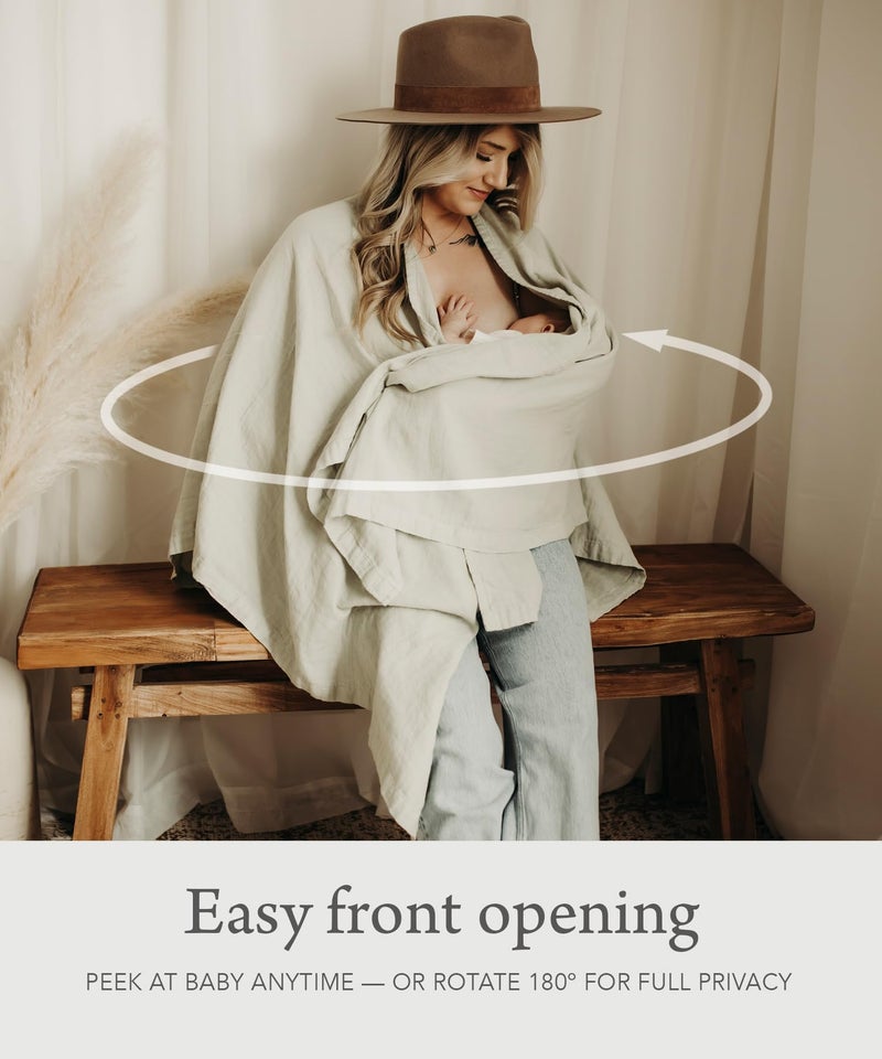 Kishu Baby Indi by Kishu Baby Fairtrade Certified Organic Muslin Nursing Cover Up for Breastfeeding, Breathable Shawl, Scarf, Privacy Nursing Cover for Breastfeeding Moms (Sage) - Image 3