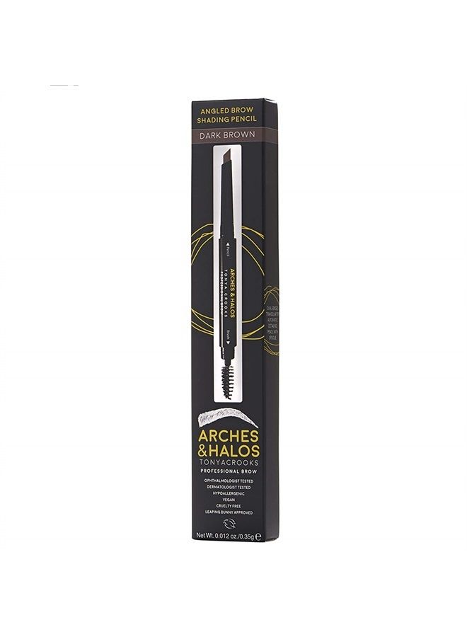Angled Brow Shading Pencil - Dual Ended Pencil and Brush with Highly Pigmented Color - Define, Detail and Build Brows - Vegan and Cruelty Free Makeup - Dark Brown, 0.012 oz