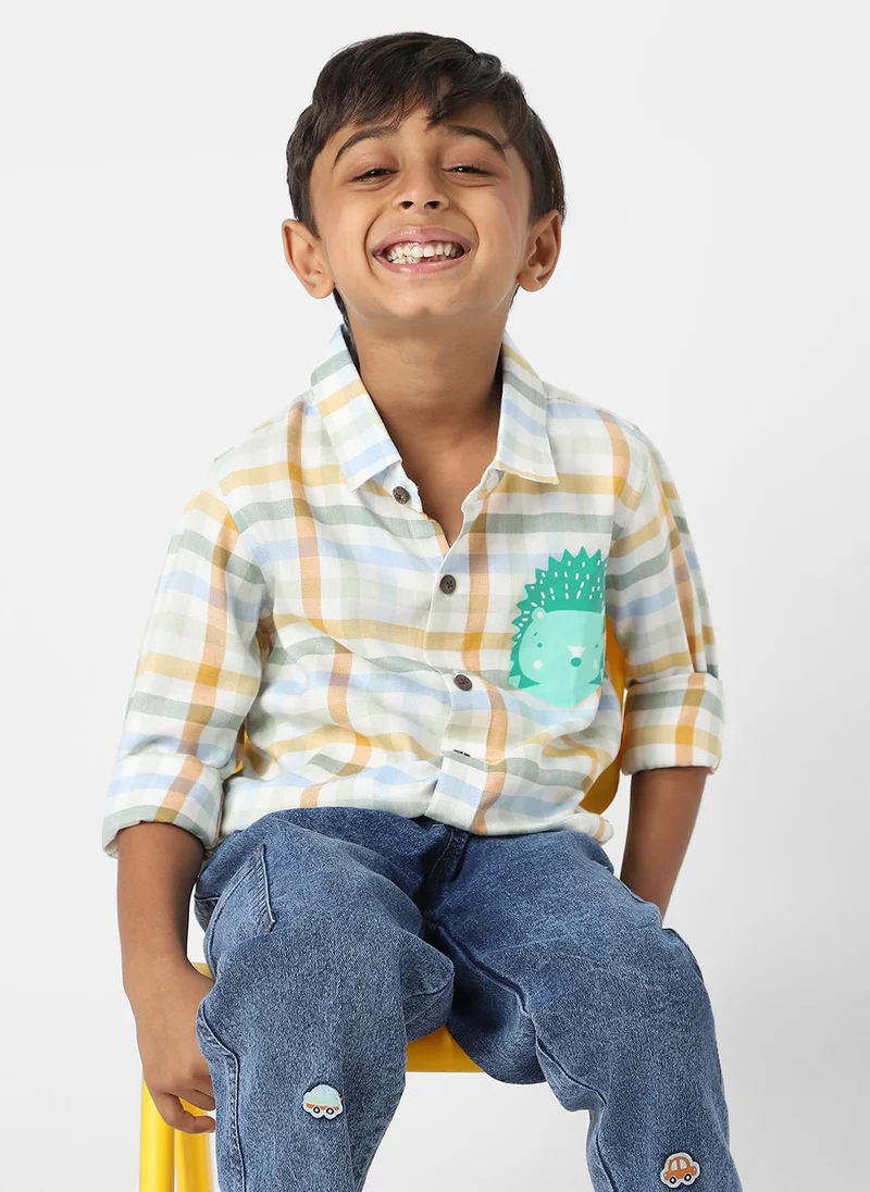نوتيناتي Nautinati Boys Cotton Twill Plaid Shirt