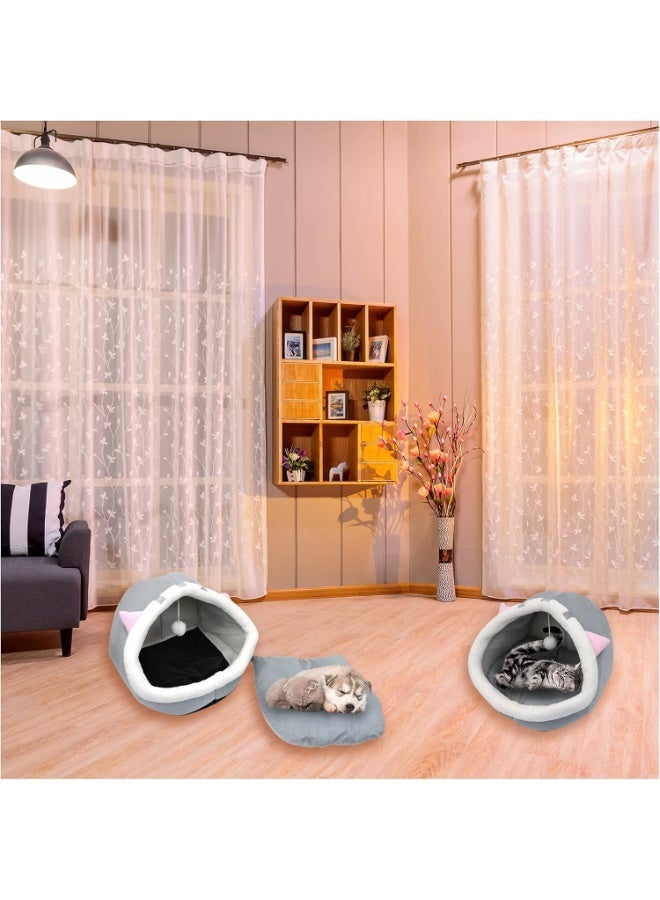 Toriseek Cat Beds for Indoor Cats, Semi-Enclosed Cat Cave Bed with a Plush Ball Large Space for Cats to Sleep Soft and Comfortable Covered Cat Bed with a Washable and Detachable Mat - Image 4
