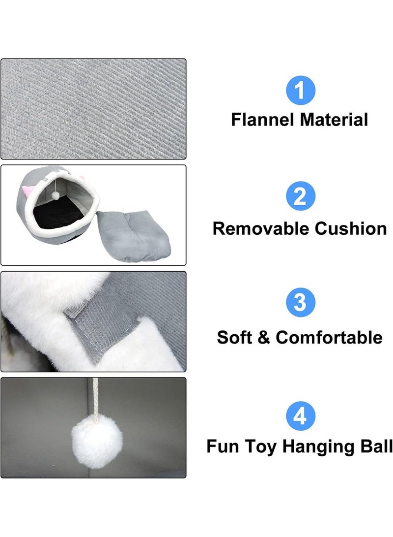 Toriseek Cat Beds for Indoor Cats, Semi-Enclosed Cat Cave Bed with a Plush Ball Large Space for Cats to Sleep Soft and Comfortable Covered Cat Bed with a Washable and Detachable Mat - Image 3