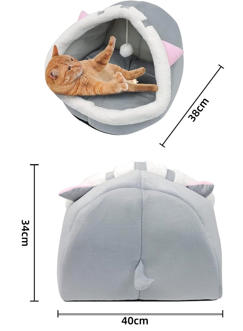 Toriseek Cat Beds for Indoor Cats, Semi-Enclosed Cat Cave Bed with a Plush Ball Large Space for Cats to Sleep Soft and Comfortable Covered Cat Bed with a Washable and Detachable Mat - Image 2