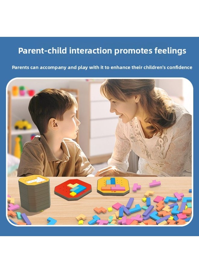 Generic - Logic Chessboard Parent-child Double Concentration Battle Puzzle Thinking Puzzle Colorful Square Desktop Toy-Color:Quick Battle Puzzle [108 Pieces And 20 Plates]]-Specifications:Chinese Packaging - Image 1