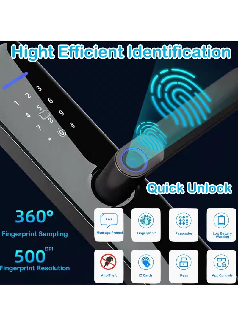 TAPIT Fingerprint Door Lock Biometric Door Lock Knob with Touch Screen Keypad Fingerprints IC Cards Passcodes Keys App Code Keyless Entry Door Lock for Bedroom Home Hotel Office Apartment Smart Lock  - Image 2