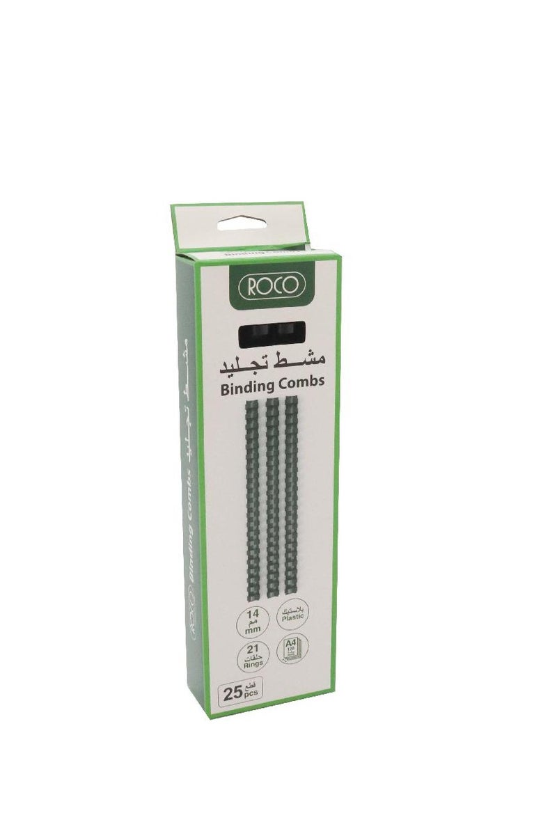 روكو مشط تجليد حلزوني بلاستيكي مقاس A4 أسود 14 مم