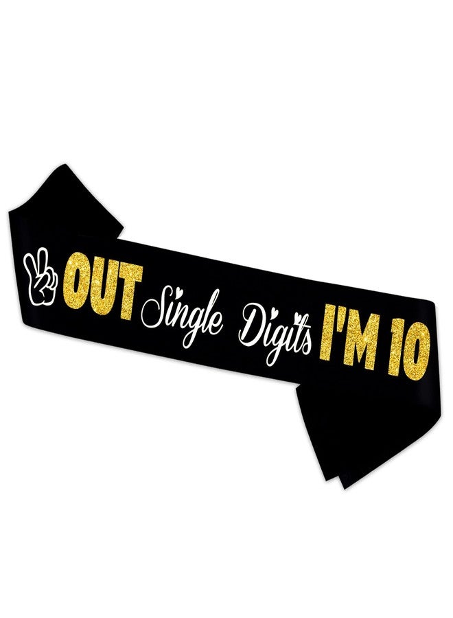 PYQWA Out Single Digits I'm 10 Sash Happy 10th Birthday Party Decorations for Girl,Cheers to 10 Year Old Gift Ideas - Image 1