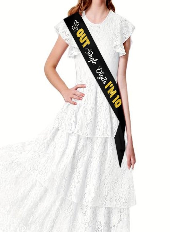 PYQWA Out Single Digits I'm 10 Sash Happy 10th Birthday Party Decorations for Girl,Cheers to 10 Year Old Gift Ideas - Image 3