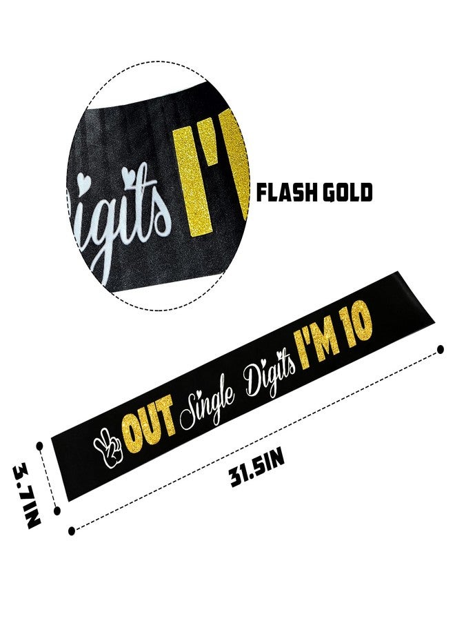 PYQWA Out Single Digits I'm 10 Sash Happy 10th Birthday Party Decorations for Girl,Cheers to 10 Year Old Gift Ideas - Image 2
