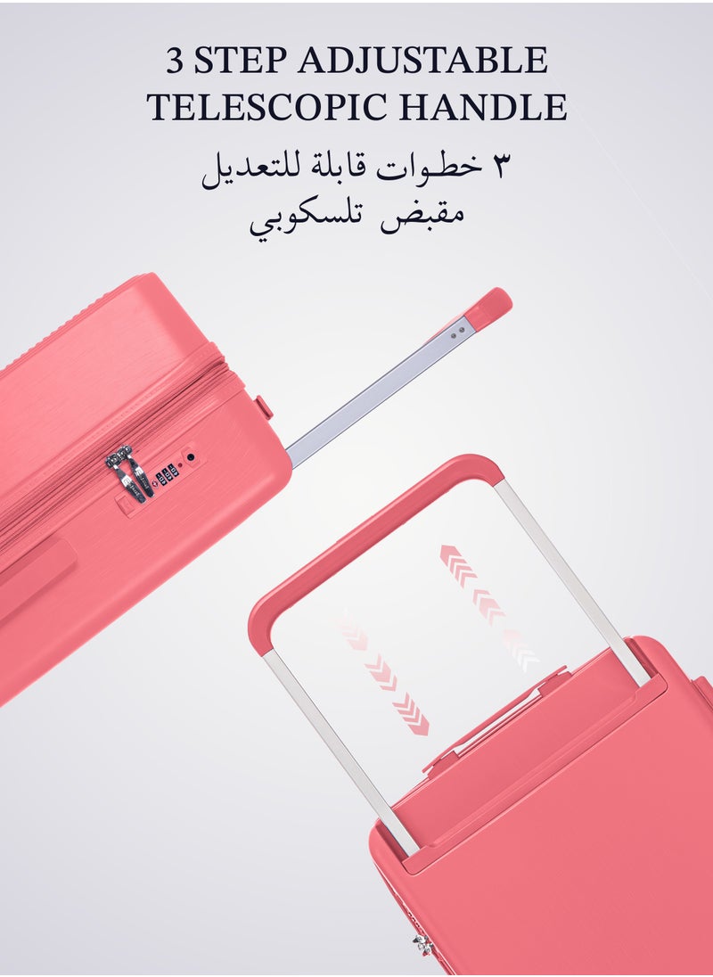 PARAJOHN - Effortless Travel with Our Sleek 3-Piece Polypropylene Wide Handle Spinner Luggage Set PINK - Image 1