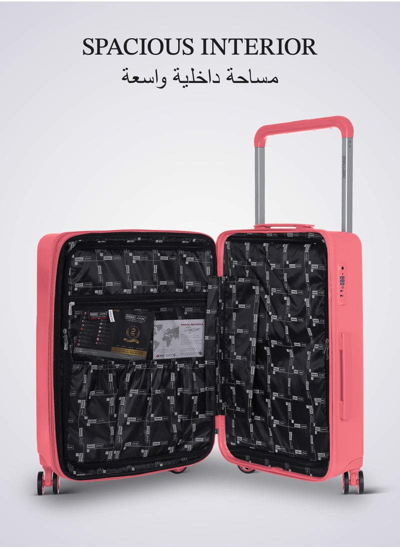 PARAJOHN - Effortless Travel with Our Sleek 3-Piece Polypropylene Wide Handle Spinner Luggage Set PINK - Image 1