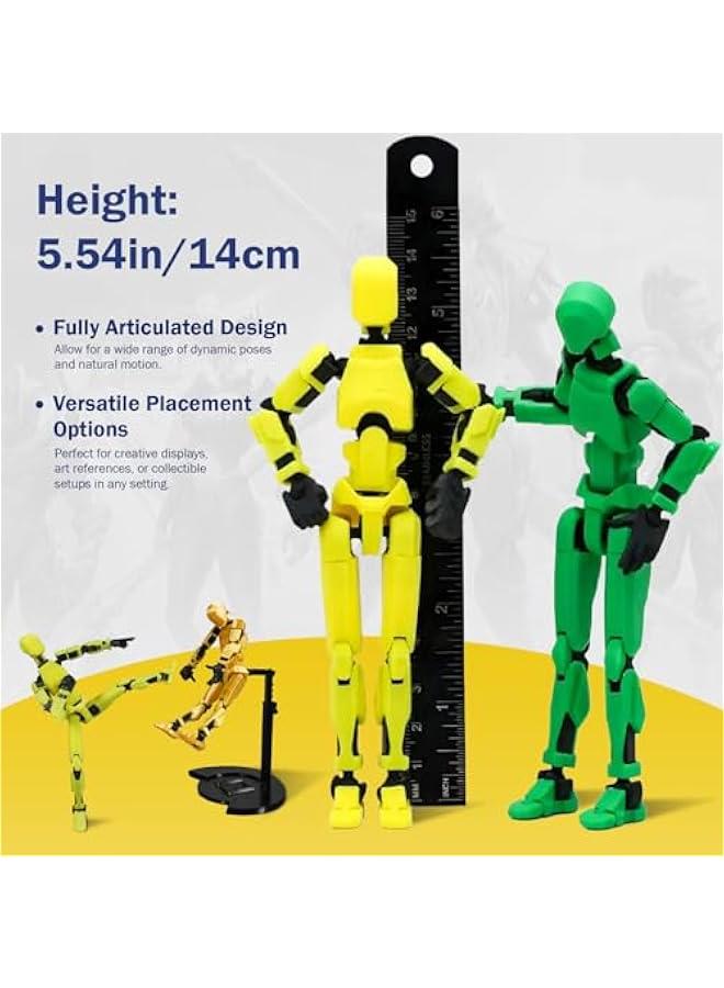 Dummy13 Action Figure Set | Pre-Assembled 3D Printed Titan and Robo Figures | Highly Articulated Robot Toys with Interchangeable Accessories |  for Collectors and Hobbyists (Silver Black) - Image 3