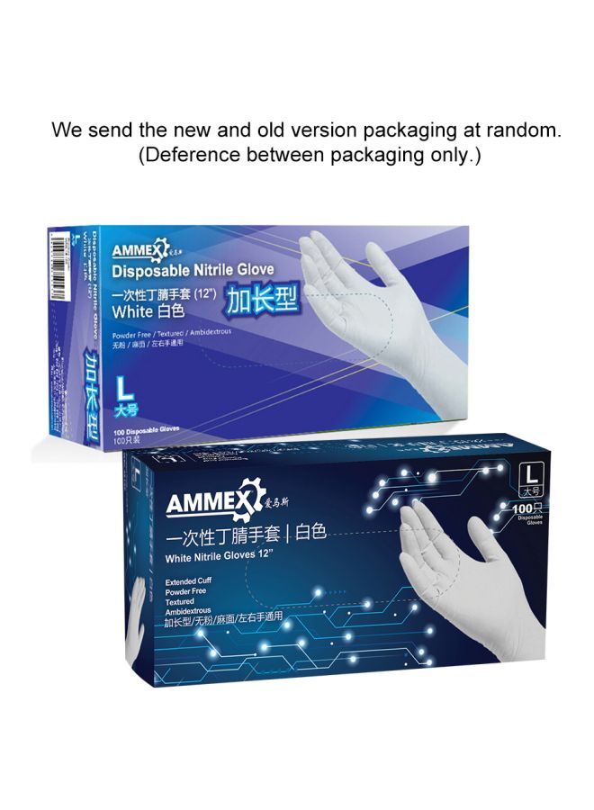 NIBEMINENT 100-Piece Disposable Nitrile Rubber Hand Gloves White 12inch - Image 2