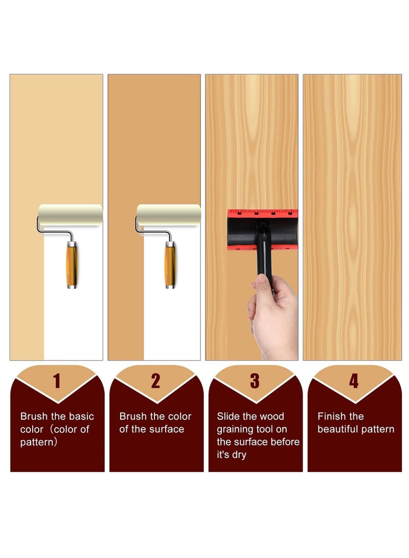 Wood Graining Painting Tool Set DIY Grain Rubber Empaistic Texture for Household Wall Room Art Paint Decoration (3 Pack) - Image 2