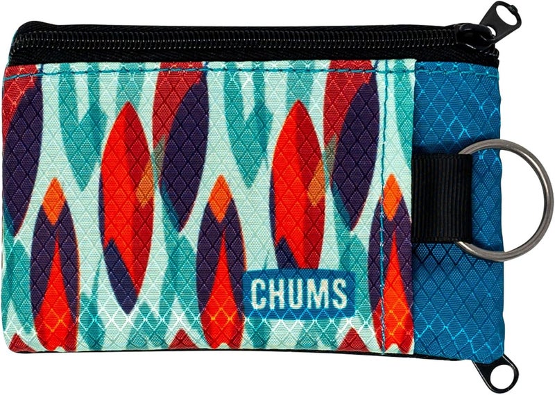 CHUMS Surfshorts Wallet - Lightweight Slim Wallet w/RFID Blocking Card - Zippered, Minimalist Wallet w/Key Ring - Patterns - Image 1