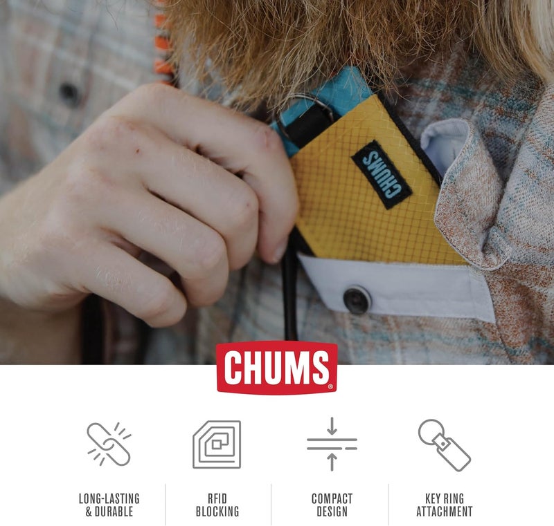 CHUMS Surfshorts Wallet - Lightweight Slim Wallet w/RFID Blocking Card - Zippered, Minimalist Wallet w/Key Ring - Patterns - Image 4