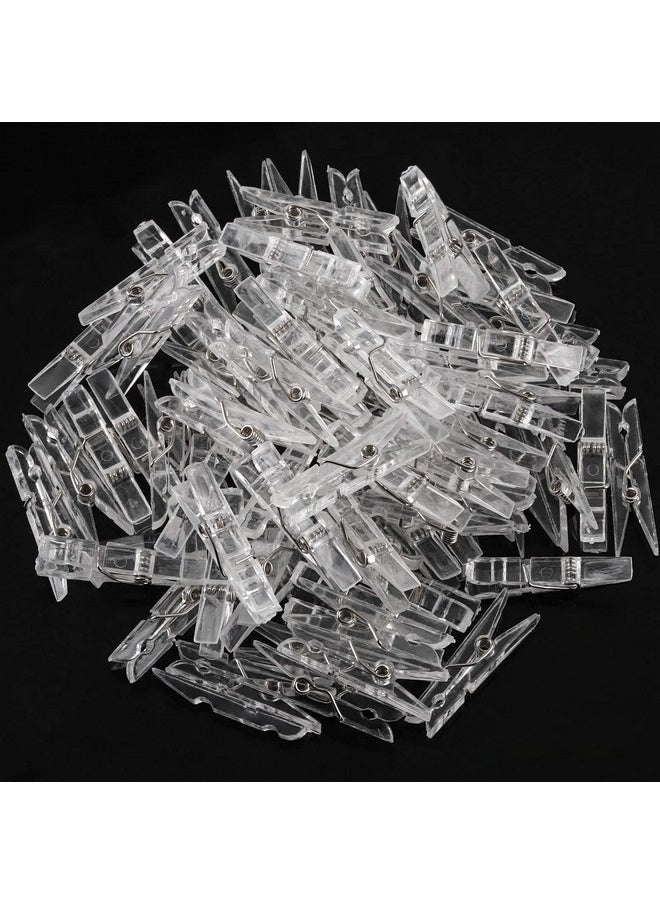 Tecbeauty 200pcs Mini Clothes Pins Photo Pictures Small Clips - Clear - Reusable  - Image 1