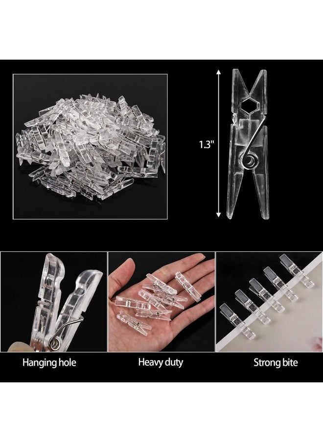 Tecbeauty 200pcs Mini Clothes Pins Photo Pictures Small Clips - Clear - Reusable  - Image 3