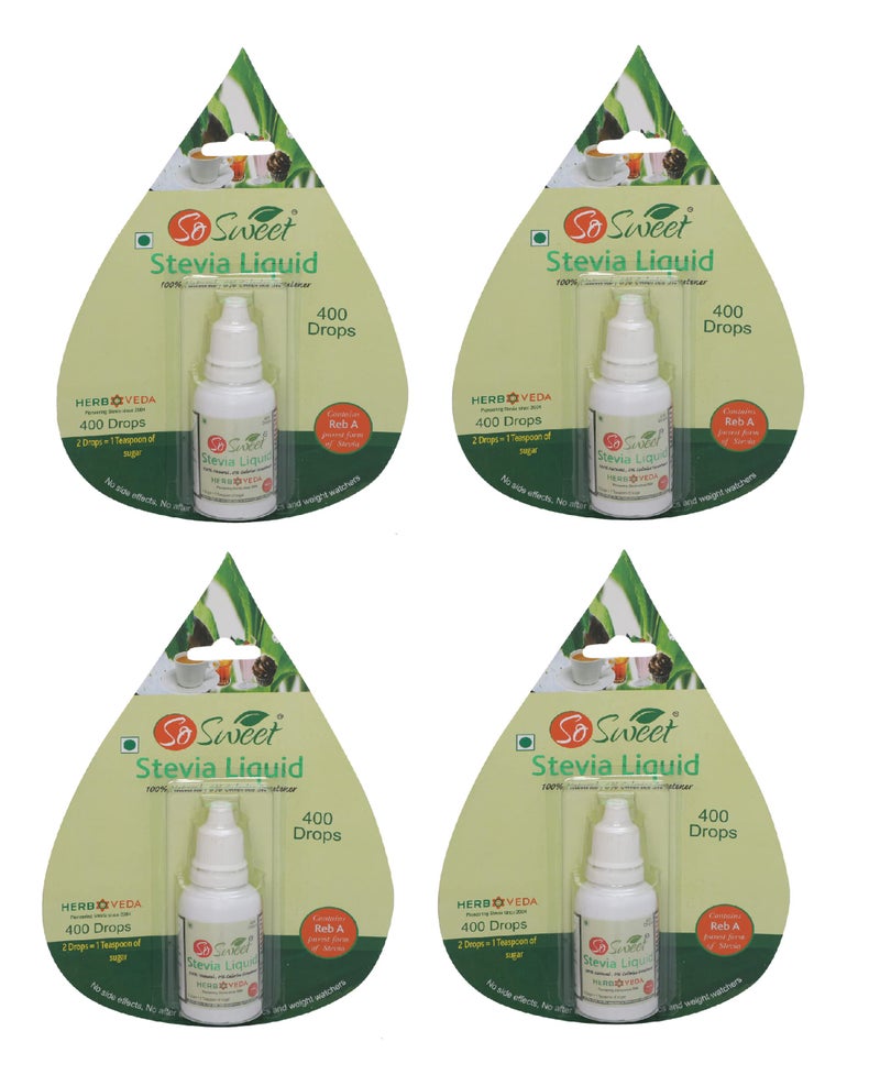 So Sweet Stevia Liquid Sugar Free Natural Zero Calorie Sweetener (Pack of 4, 1600 Drops - 400 Drops Each) - Image 1