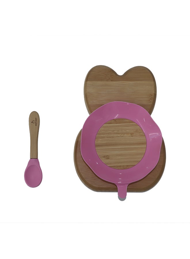 Mori Mori Rabbit Plate With Spoon And Silicone Suction -Pink - Image 4